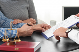 Couple at lawyer reading the common law marriage right in new york